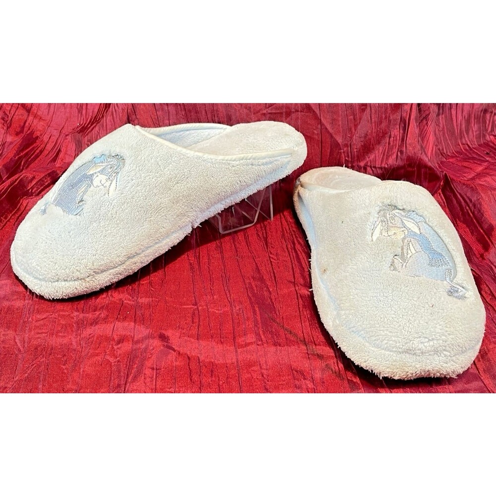 Womens Disney Blue Plush Slip-On Slippers "Eeyore" (Winnie the Pooh) sz 9/10